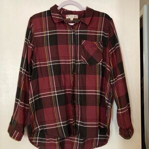 Pink Rose Burgundy Plaid Shirt